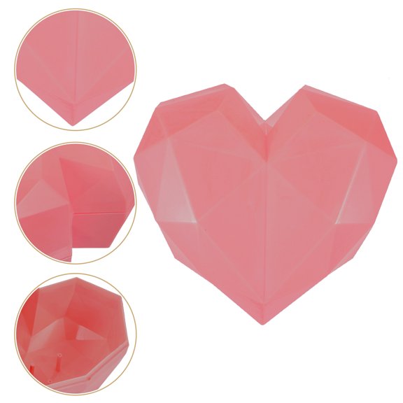 Raindrops Pink Heart Box ABS Valentine's Day Flower Arrangement 1Pack 7.1X7.1X4.7In