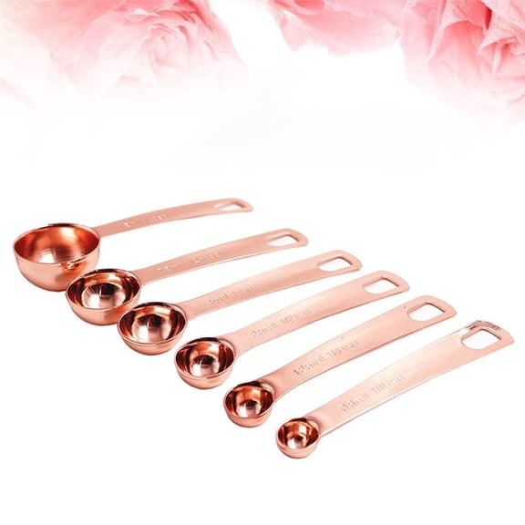 Raindrops Rose Gold Measuring Spoons in Stainless Steel for Accurate Measurement 1/8 to 1 tbsp
