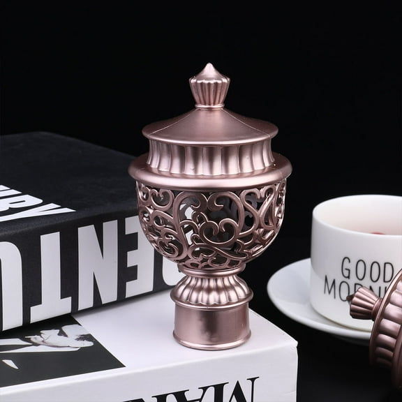 Raindrops 6Pcs Rose Gold Hollow Curtain Rod Finial Decorative End Cap for Home Decor