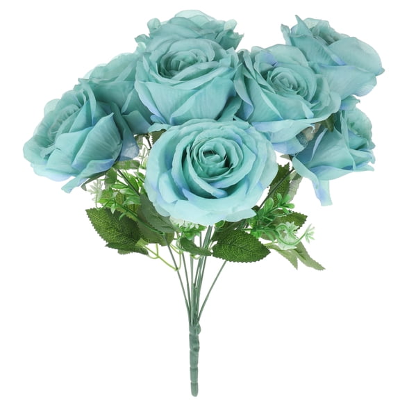 COMPUKAS Silk Flower Raindrops Roses Bouquet Artificial Decor for Desk or Office Fresh Atmosphere 16.54X9.45X7.48in
