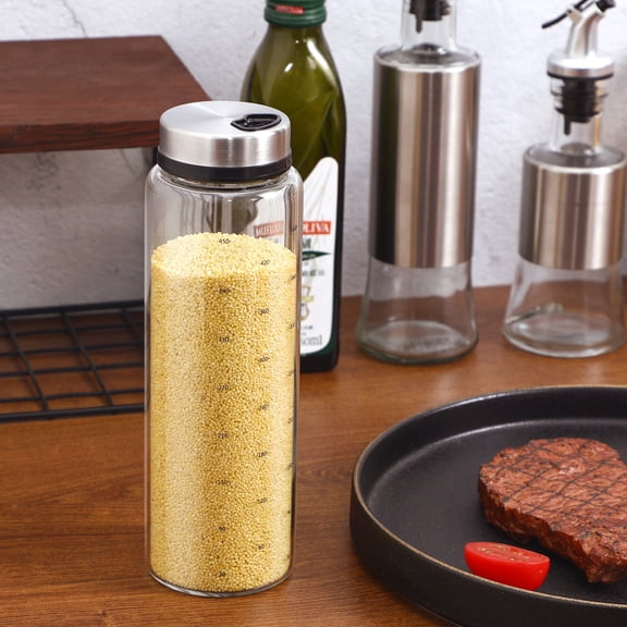 HONMEET White Glass Spice Jar for Kitchen, Airtight Condiment Storage Container, 8.1 x 2.6 x 2.6 Inches, 1 Piece