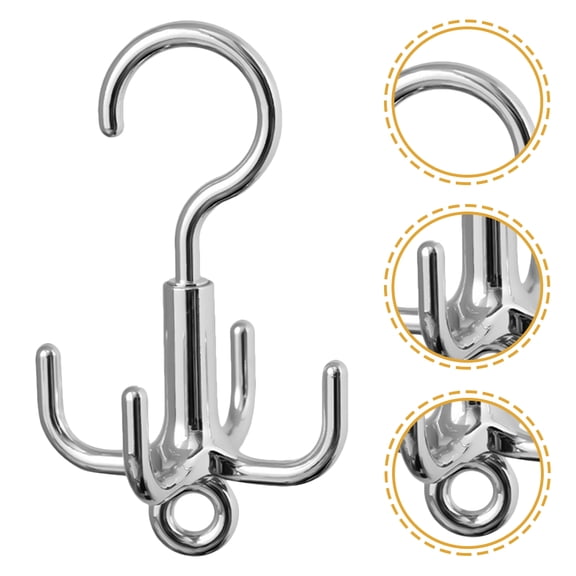 FOMIYES Silver ABS 4-Claw Rotating Coat Hat Hook for Closet Home Decor