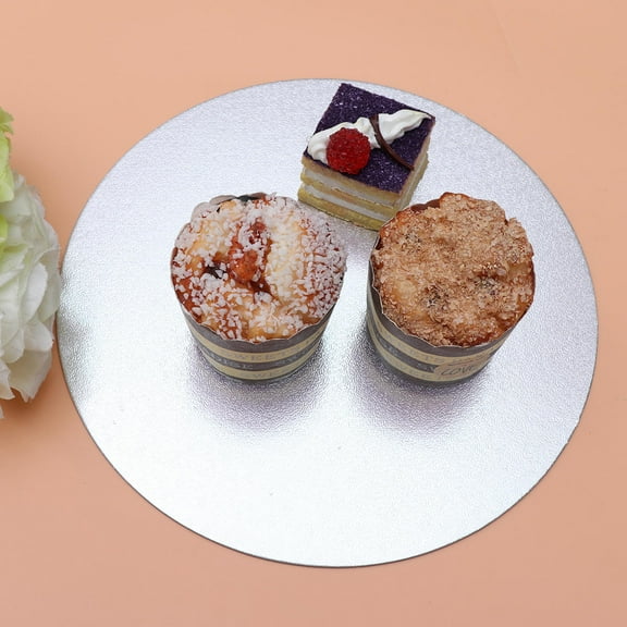 Raindrops Round Cake Boards for Decoration with Aluminum Foil Board and Delicate Patterns 12 Inches Silver