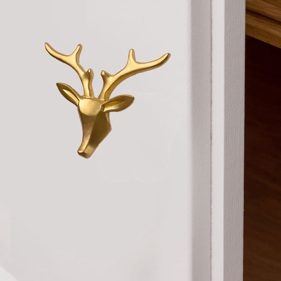 Raindrops Decorative Brass Deer Head Drawer Pull for Dresser Kitchen Cabinet Hardware