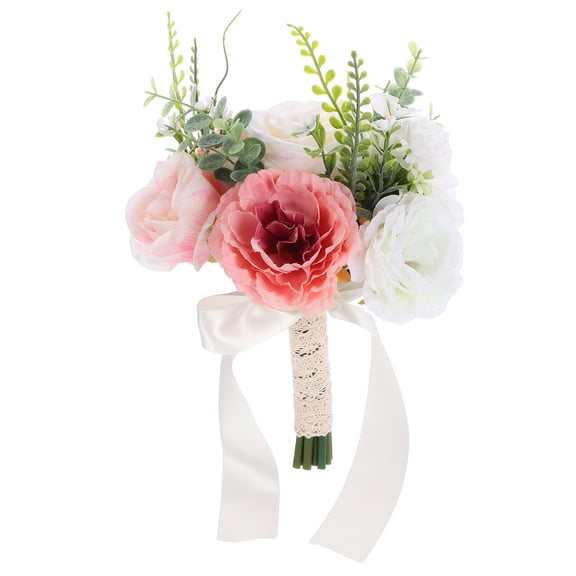 Raindrops Rustic Wedding Bouquet with Silk Flowers for Bride in Pink Color Perfect for Decoration and Photoshoots