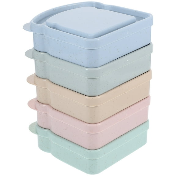 Raindrops 5-Piece Wheat Straw Lunch Box Set with Lids, Assorted Colors, Sandwich and Storage Containers