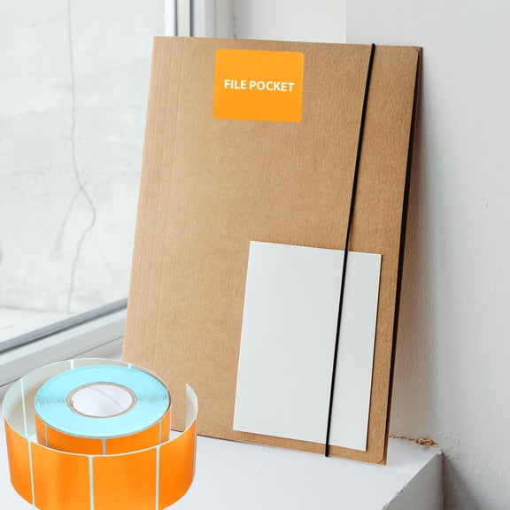 Raindrops Water Resistant Orange Thermal Labels for Mailing and Shipping Needs