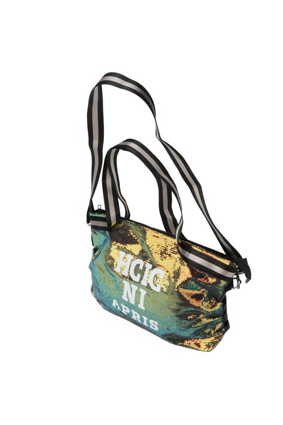 Sequin Shoulder Bag Women Fashion Golden Reversible Tote Handbag for Travel