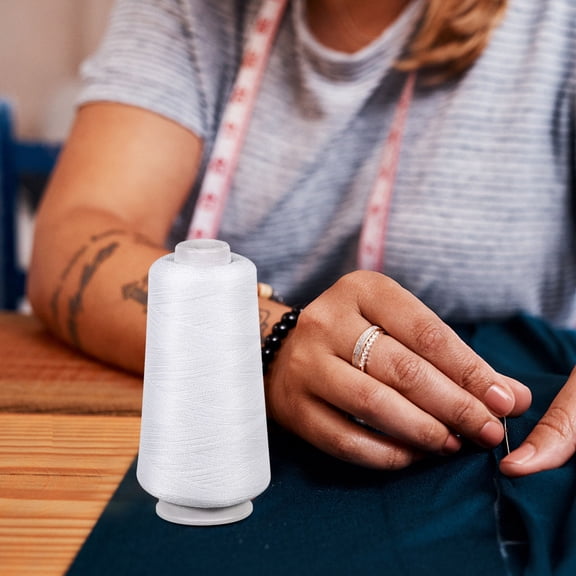 Raindrops White Polyester Embroidery Thread for Sewing, Canvas Crafts, Quilting and Needlework - 1 Spool Thread