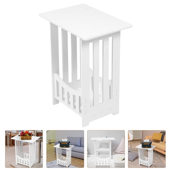 FOMIYES Home Small Furniture White Nightstand Table with Shelf for Storage and Organization