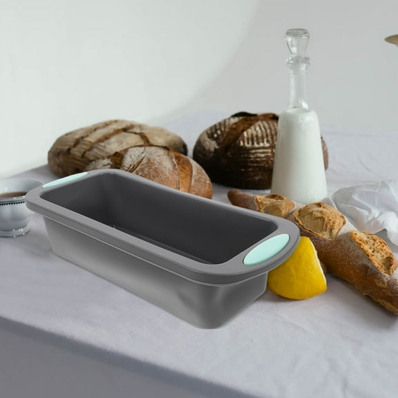 Raindrops Silicone Loaf Pan Grey with Metal Reinforced Frame Nonstick Mold for Baking Toast