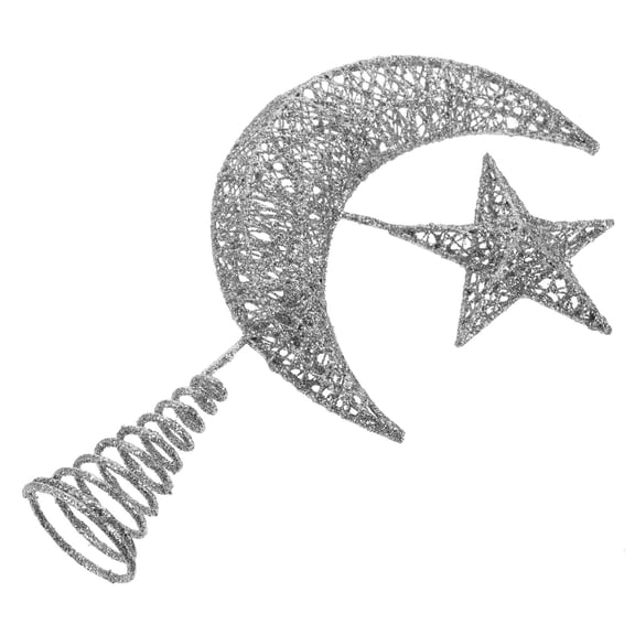 DEMACRIO Holiday Tree Topper Silver Moon Style Iron 1Pack For Family Kids Friendly