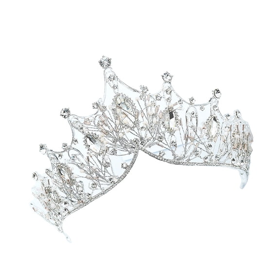 Raindrops Silver Rhinestone Bridal Crown Decorative Sparkly Headdress Easy to Wear Wedding Accessory
