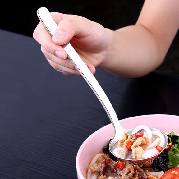 Raindrops Silver Soup Spoons With Long Handle For Elegant Tableware 1Pack