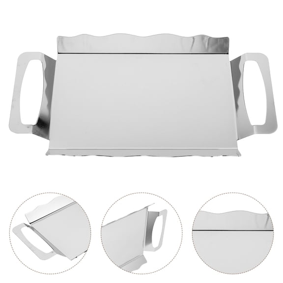 Raindrops Stainless Steel Serving Platter with Handles Rectangle Tray for Coffee and Buffet