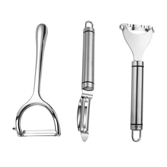 Raindrops Silver Stainless Steel Vegetable Peeler for Kitchen Use Corn Stripping Tool with Half Round Head 3pcs Set
