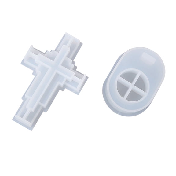 SHOWERORO 1Set White Silicone Candle Stick Mold for DIY Cross Shape Candle Holder Making with Smooth Nonstick Surface