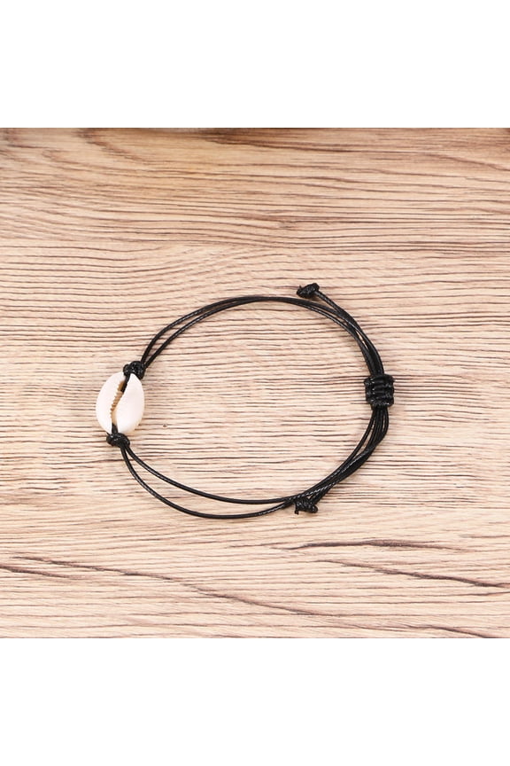 Simple HandKnitted Shell Bracelet Lightweight Black Jewelry Adjustable Comfortable Skin Touch Decor for Women's