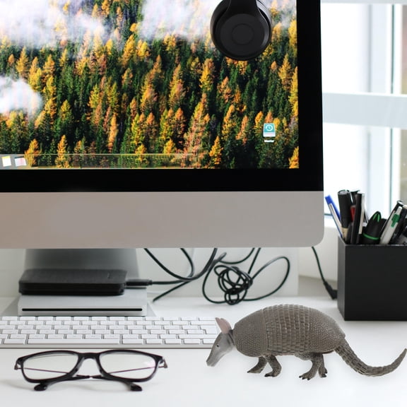 SEWACC Animal Simulation Ornaments Armadillo Model Grey Plastic 1PC Home Decoration