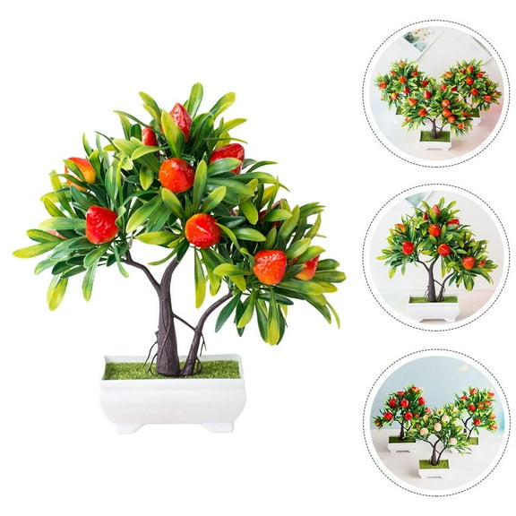 Raindrops Artificial Strawberry Tree Large Faux Plant Assorted Colors 1 Set Living Room Decorative Bonsai Ornament