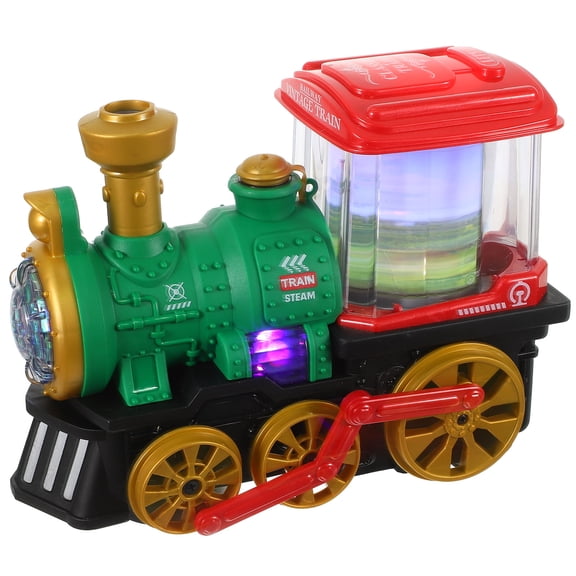 Raindrops Simulated Train Toy Train Toy with Smoke Effects Rotating Lamp for Daily Play 1Pack