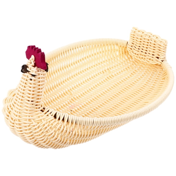 FOMIYES Beige Rattan Animal Fruit Basket for Easter Decoration, Kitchen Storage Organizer, and Home Storage Solution