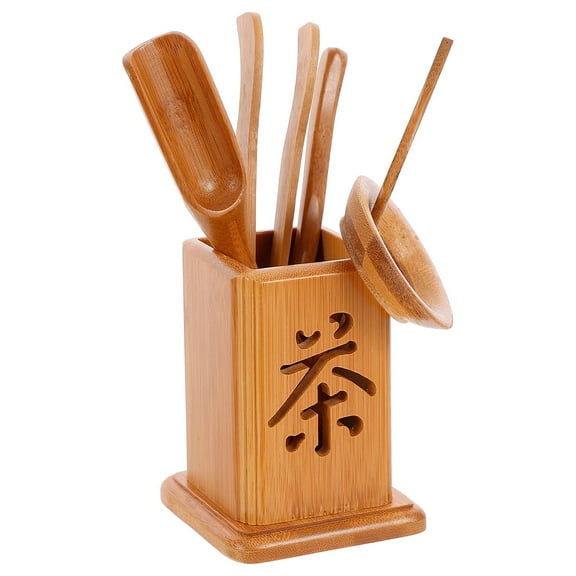 Raindrops Six Gentlemen Tea Ceremony Tool Set Made of Synthetic Material for Home Use Light Brown