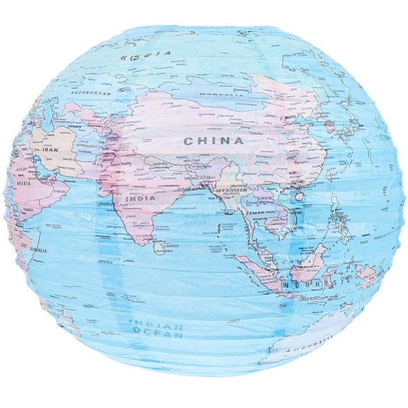 Raindrops Skyblue Earth Shaped Paper Lantern for Decoration Lightweight Foldable Globe Shaped Lantern 12.5x12.5x15.5 inches