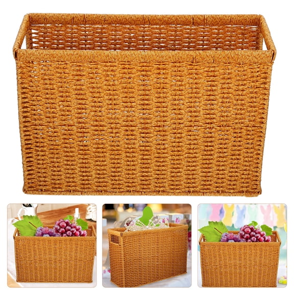 USHOBE Storage Organizer Woven Basket Fake Rattan Decorative Organizers Office 1Pcs