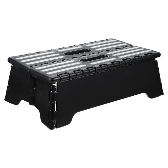 Raindrops Foldable Step Stool for Elderly Portable Anti-Slip PP Black for Outdoor
