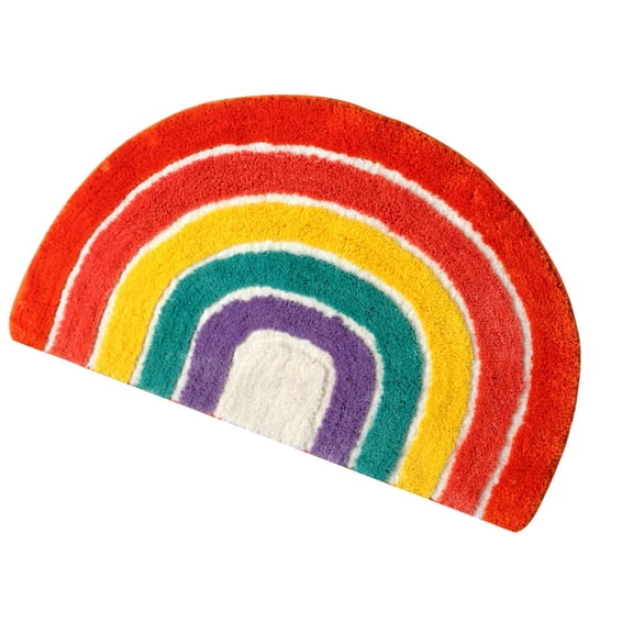 Raindrops Cartoon Design Polyester Semicircular Bathroom Floor Mat, Non- , , 1 Piece Practical Bath Rug