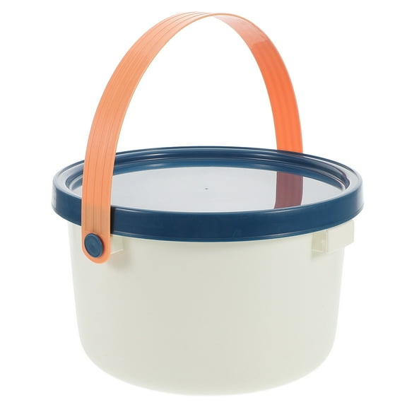 Raindrops Small Plastic Bucket with Lid and Handle for Water Storage, Cleaning, Food Storage, Home, Car, Camping, and Mopping Use