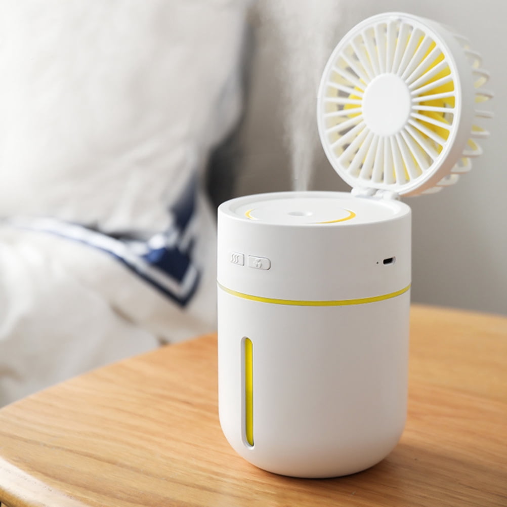 Raindrops Small Desk Humidifier Mini Fan Adjustable Air Supply Angle ...