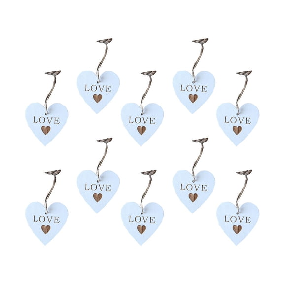 Raindrops Small Hanging Decor 20Pcs Heart Shape Wooden Pendants for Valentine's Day Party