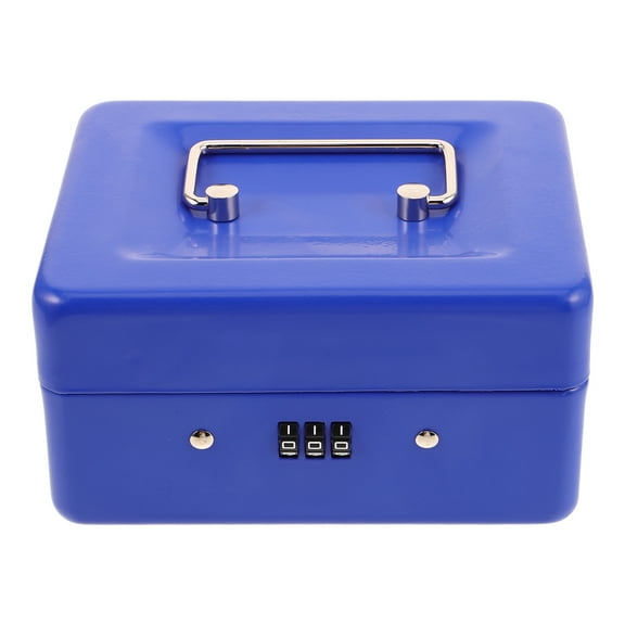 Raindrops Portable Blue Metal Cash Container for Home Lock
