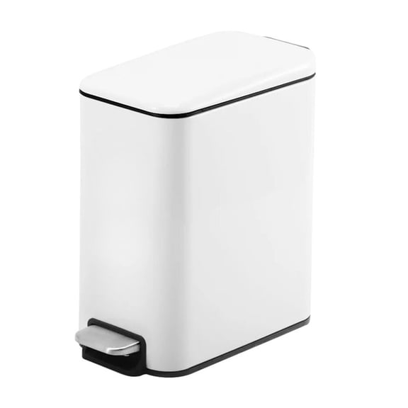 FOMIYES Household Garbage Can Stainless Steel White Pedal Operation Home Accessory 1Pack