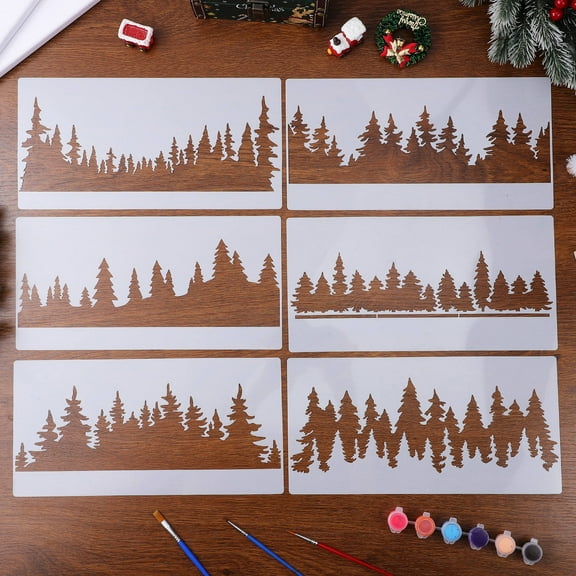 Raindrops 10Pcs Small White Plastic Stencils for Painting Tree Pattern Graffiti Holiday Art