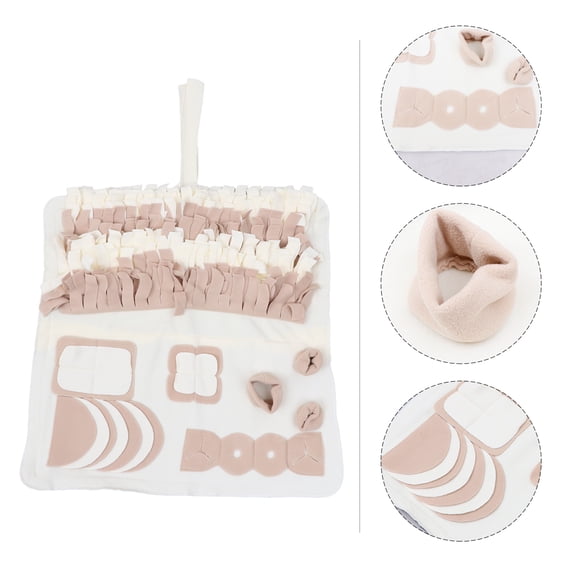FOMIYES Plush Beige Dog Nose Work Mat for Pet Foraging Skill and Indoor Activity Use