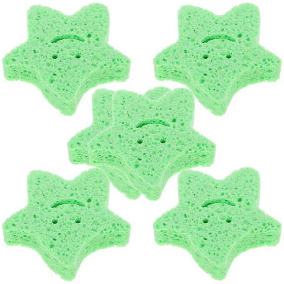 Raindrops Soft Bath Sponge for Kids in Green for Cleaning and Travel with Star Shape Body Scrubber 6 Pieces