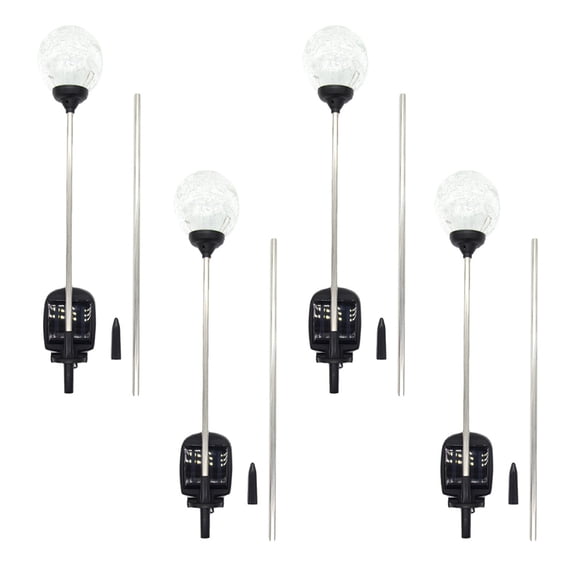Raindrops 4pcs Solar Glass Ball Stake Lights LED Lawn Light Color Changing Ground Plug Lamp for Garden Yard