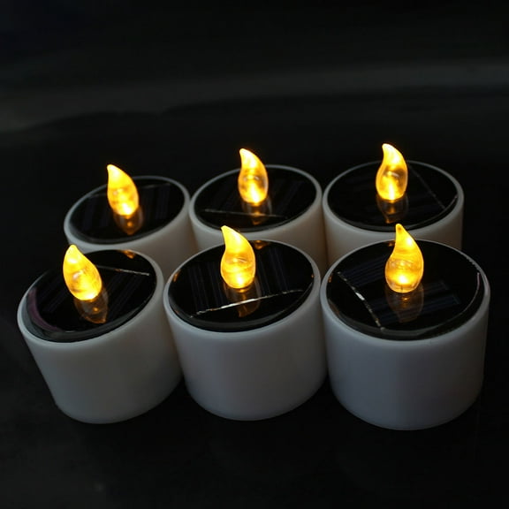 Raindrops Solar Powered LED Tealight Candle with Flickering Flame Effect for Indoor Outdoor Lighting White 4pcs