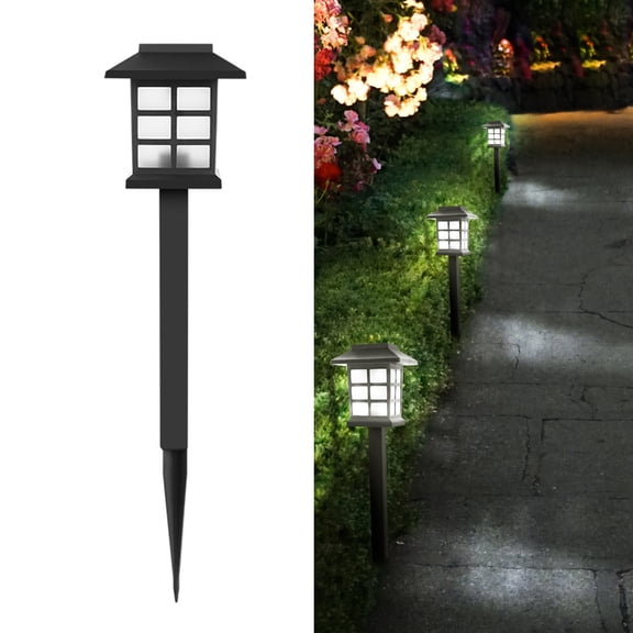 Raindrops Solar Stake Lights House Shaped for Yard Pathway Decoration ABS Black Durable Easy to Use 5 Pieces