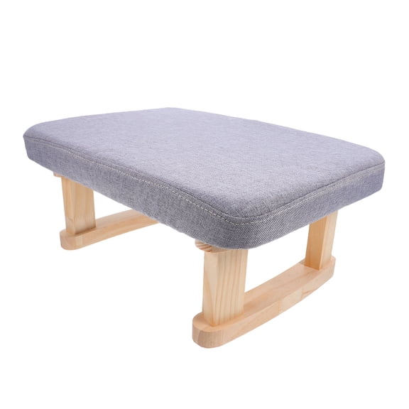 Raindrops Wooden Footrest Stool Grey Multi Use Sofa Stool for Office Entryway Decor
