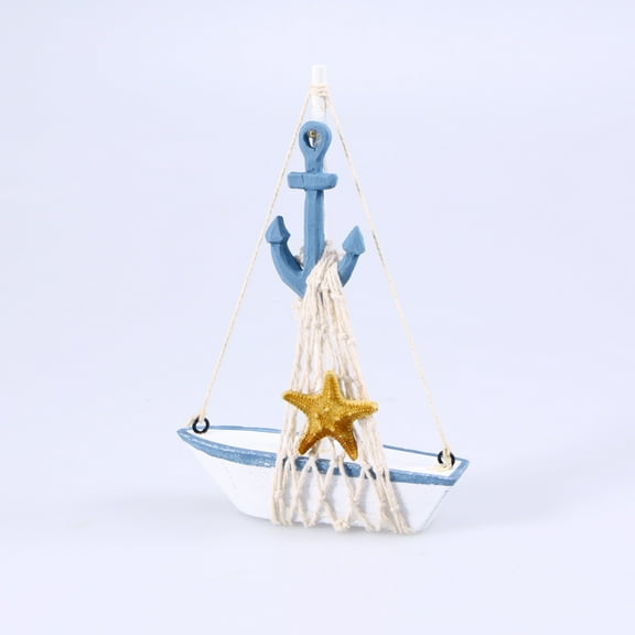 Raindrops Handmade Wood Sailboat Model with Rudder, Decorative Sailing Ship for Home and Office Display