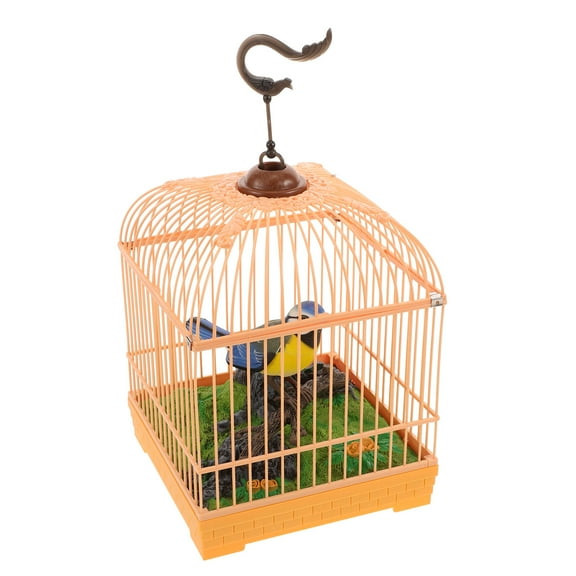 Raindrops Sound Activated Singing Bird in Cage Realistic Chirping Sound Motion Bird Toy Battery Operated Interactive Toy for Kids Room Accessory