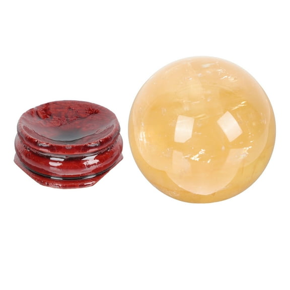 Yellow Crystal Ball with Stand for Decor Synthetic Material Adds Elegance to Any Space Perfect