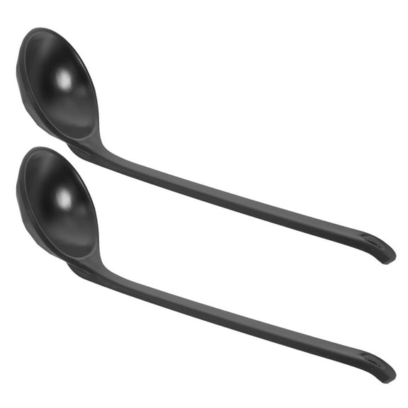 Raindrops Spoon Soup Ladle 2Pcs Black Plastic For Hotel Banquets