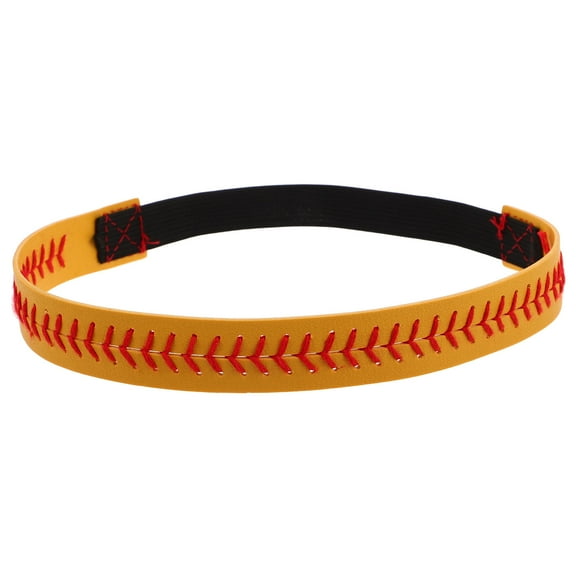 Raindrops Sports Pattern Elastic Headband with Baseball Design Handmade Yellow Hair Accessory