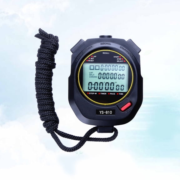 Raindrops Sports Stopwatch with Digital LCD Three Row Display Running Timer Countdown in Black