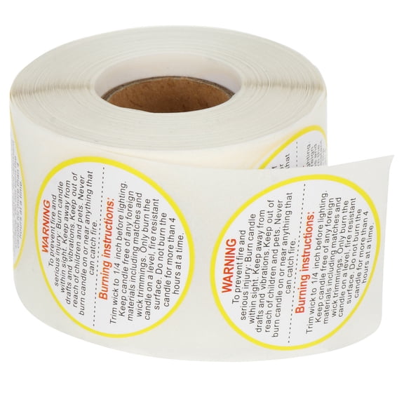 Raindrops Square Wax Melting Safety Stickers for Candle Containers 3.8x3.8in 500 per Roll